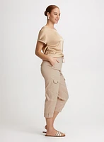 Cotton Drawstring Waist Cargo Capris