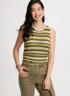 Camisole rayée en mailles crochetées