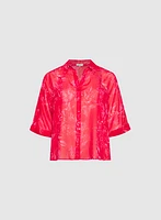 Blouse motif feuilles en chiffon