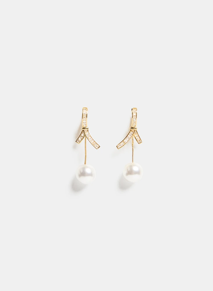 Cubic Zirconia Pearl Drop Earrings