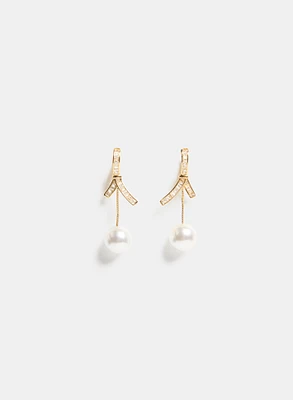 Cubic Zirconia Pearl Drop Earrings