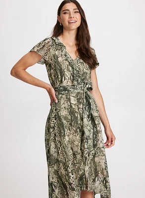 Snake Print Belted Dress