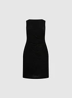 Sleeveless Metallic Detail Jacquard Dress