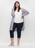 Textured Open-Knit Cardigan & Bengaline Capris