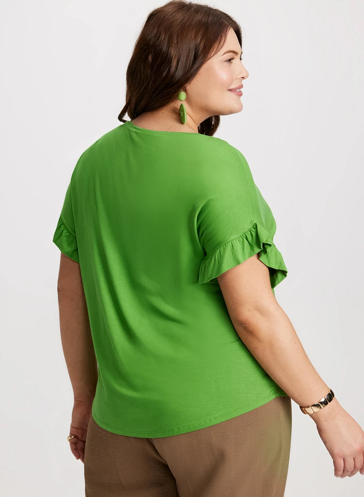 Ruffled Sleeve T-Shirt