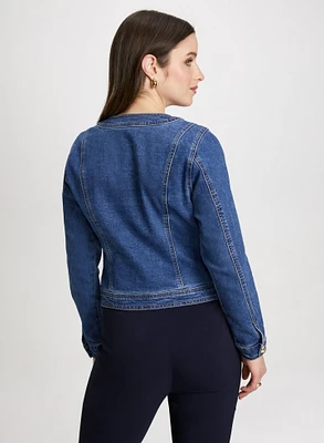 Button Trim Denim Jacket