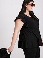 Peplum Eyelet Top