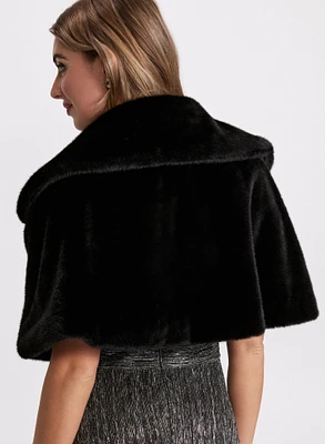 Embellished Faux Fur Cape