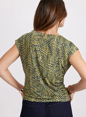 Tile Print Cap Sleeve Top