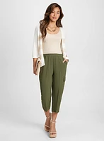 Striped Cardigan & Cargo Pull-On Capris