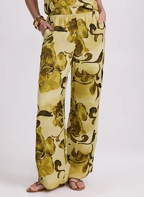 Pantalon large à motif floral