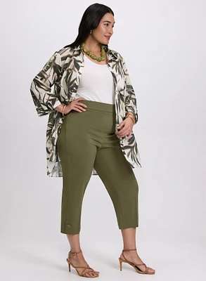 Pull-On Capris & Leaf Print Blouse