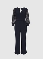Sheer Polka Dot Sleeve Jumpsuit