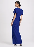 Flutter Sleeve Wrap-Over Dress