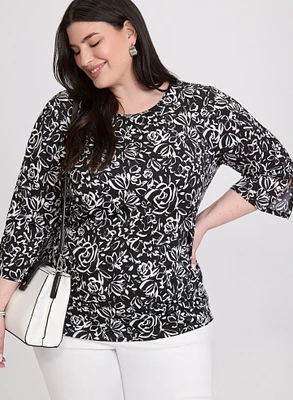 Sketch Floral Print Top