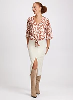 Abstract Tie-Front Blouse