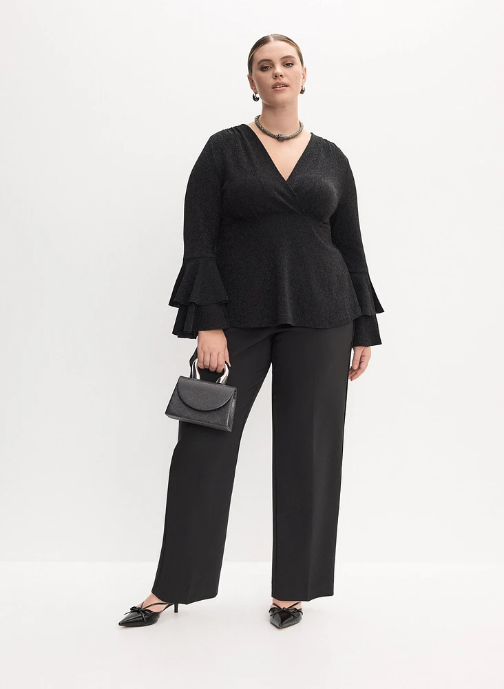 Tiered Bell Sleeve Top & Straight-Leg Pants