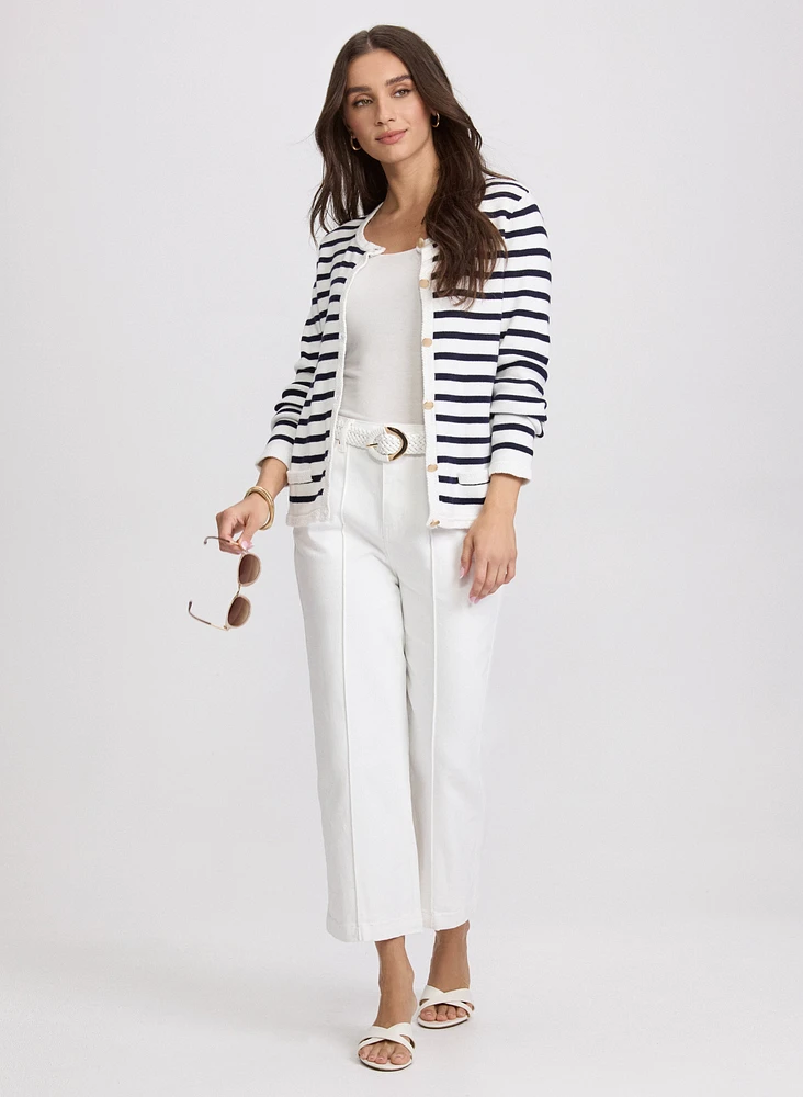Cardigan en tricot rayé