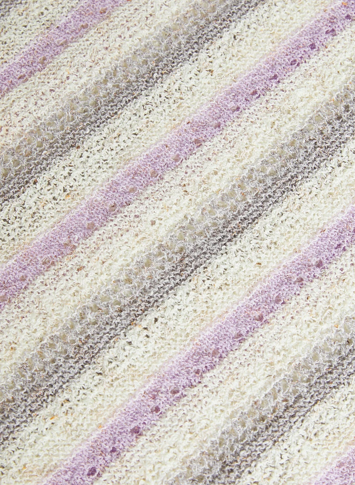 Pull rayé en tricot pointelle