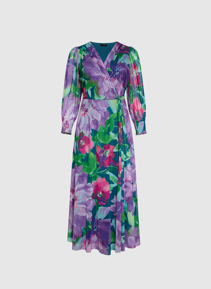 Robe maxi à motif floral abstrait