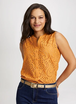 Blouse sans manches à oeillets