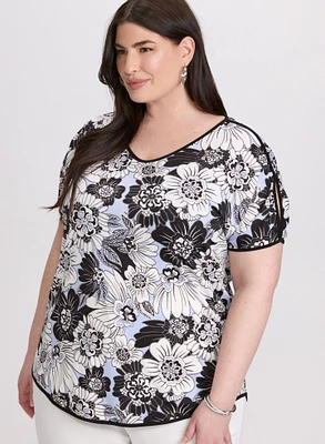 Haut floral à épaules dénudées