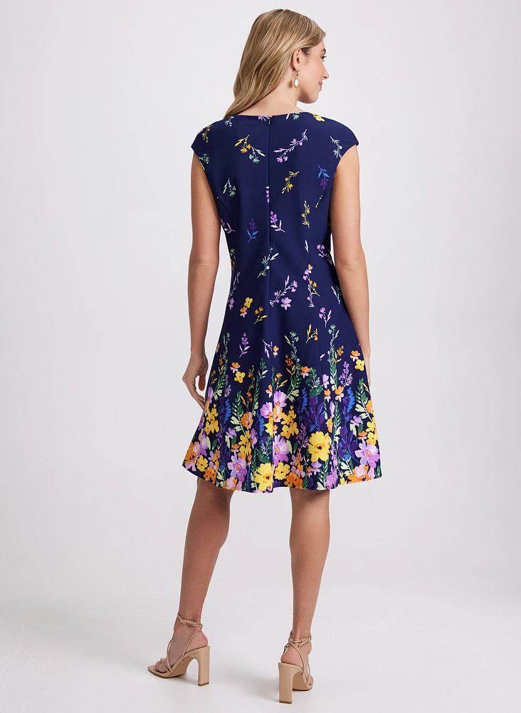 Cascading Floral Print Dress