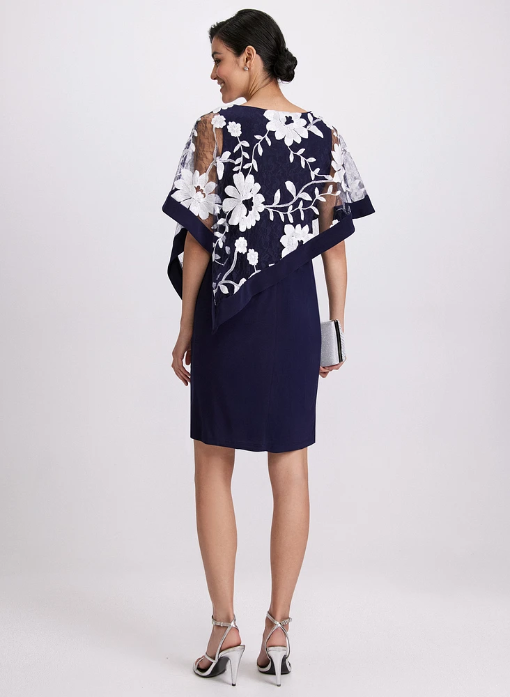 Floral Capelet Sheath Dress