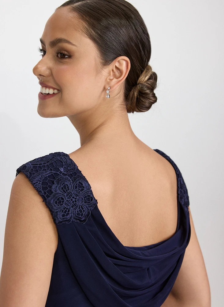 Lace Cowl Back Dress
