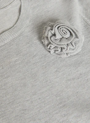 Rosette Detail Crew Neck Sweater