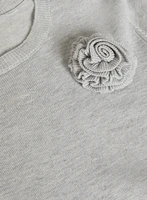 Rosette Detail Crew Neck Sweater