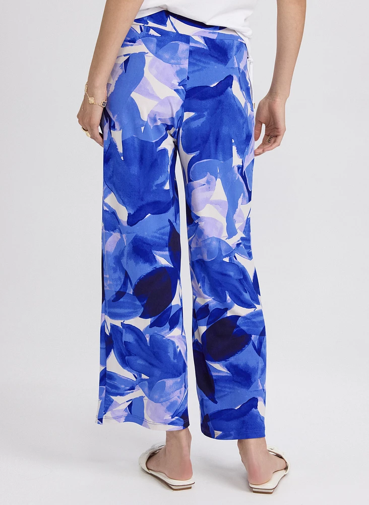 Pantalon Olivia large à motif feuilles