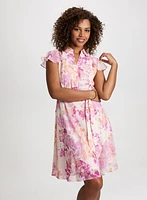 Flutter Sleeve Floral Dress