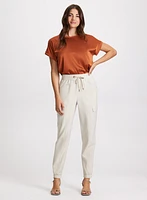 Satin Cap Sleeve Top & Pull-On Cargo Pants