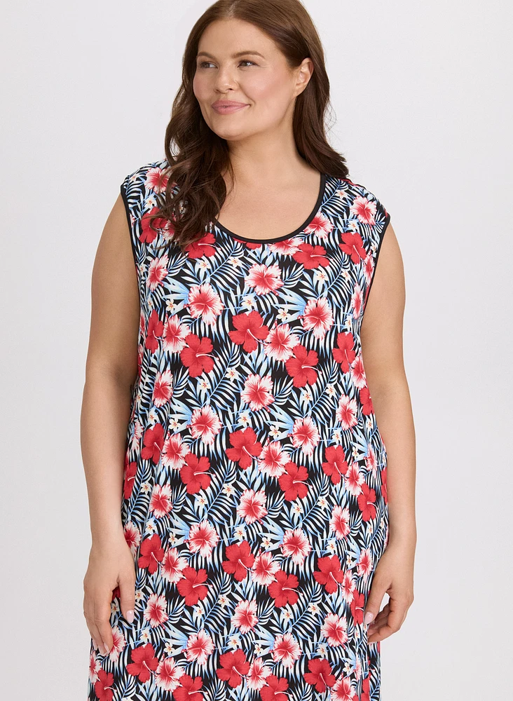 Robe de nuit à motif floral tropical