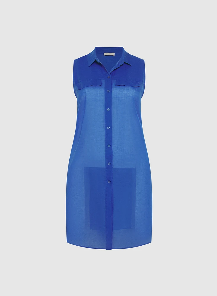 Button-Down Voile Blouse