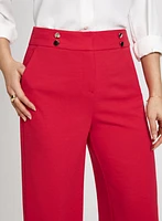 Button Detail Wide Leg Pants