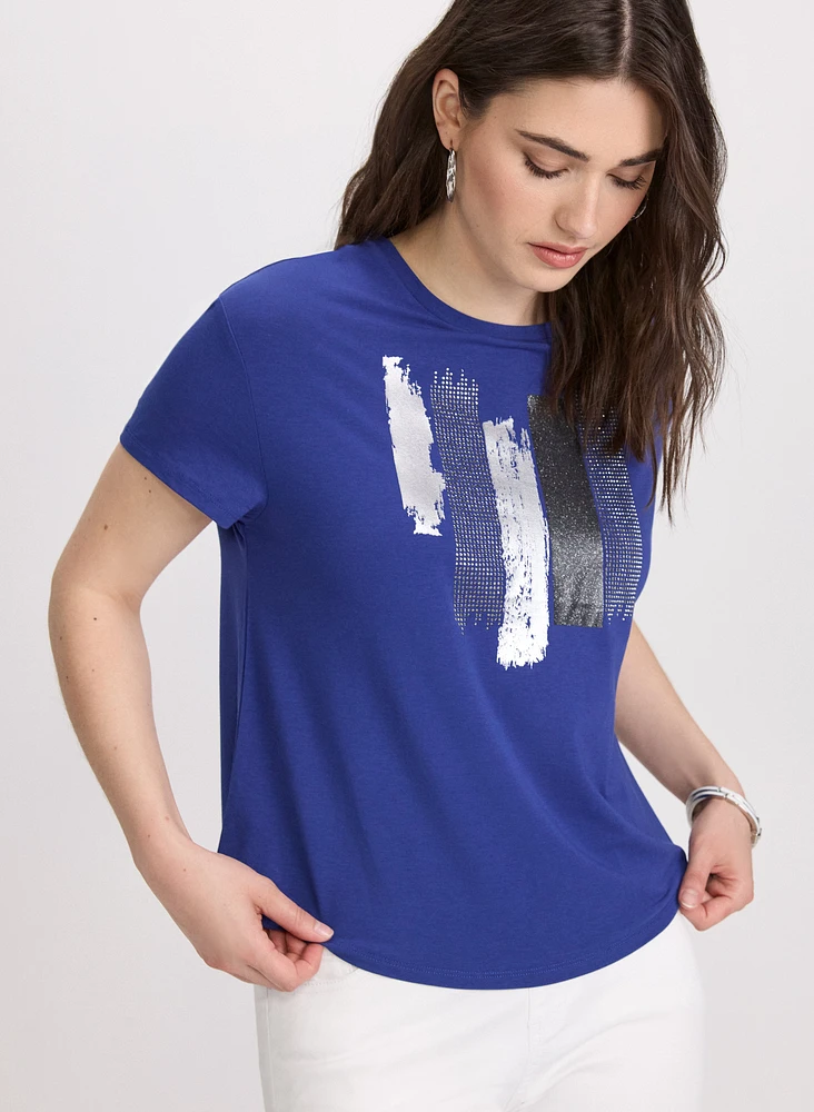 T-shirt à coups de pinceau métalliques