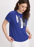 T-shirt à coups de pinceau métalliques