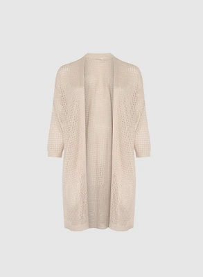 Cardigan ouvert en tricot ajouré