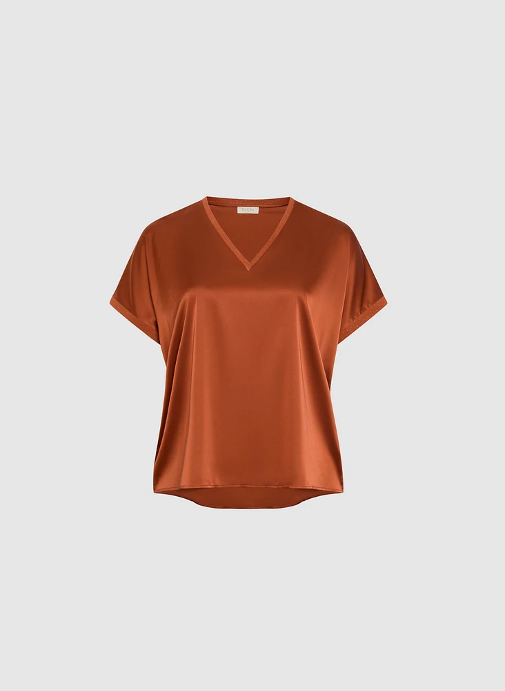 Blouse à encolure en V satin