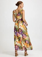Robe maxi à motif tropical