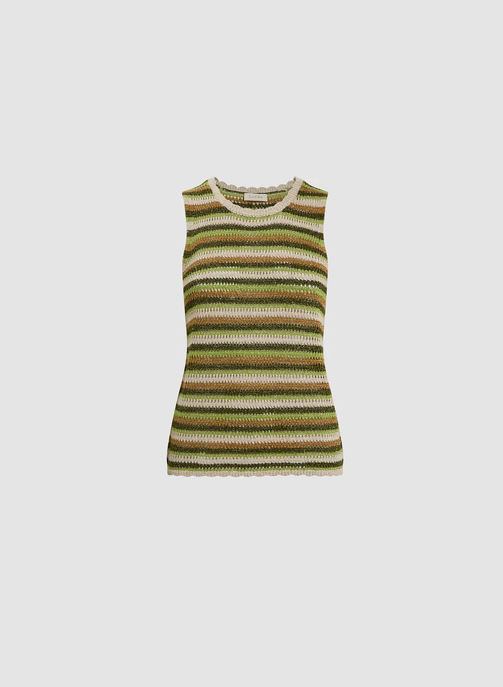 Camisole rayée en mailles crochetées