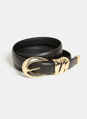 Curved Hardware Vegan Leather Belt