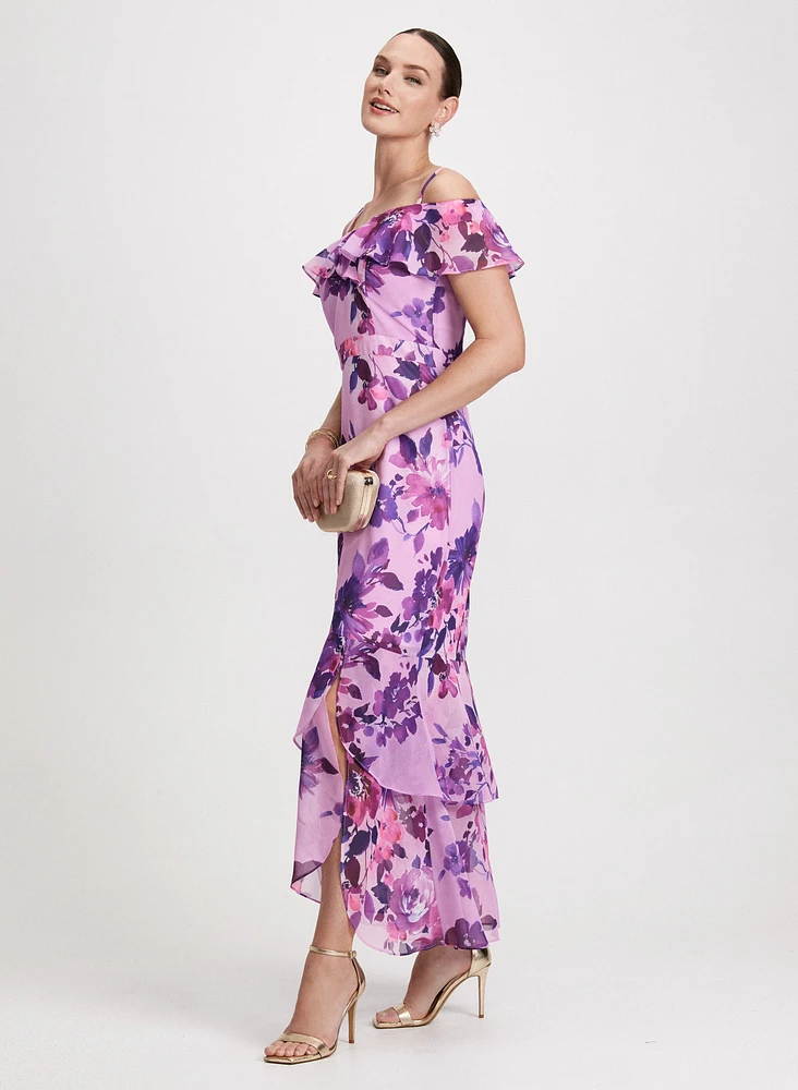 Long Floral Chiffon Dress