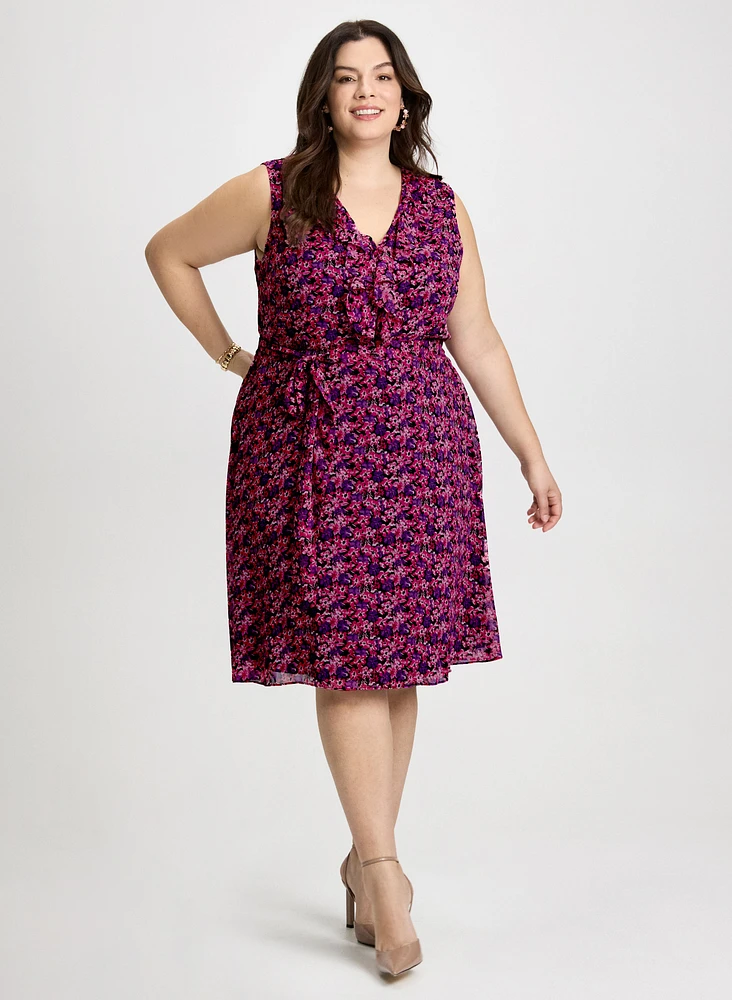 Robe florale à volants avants