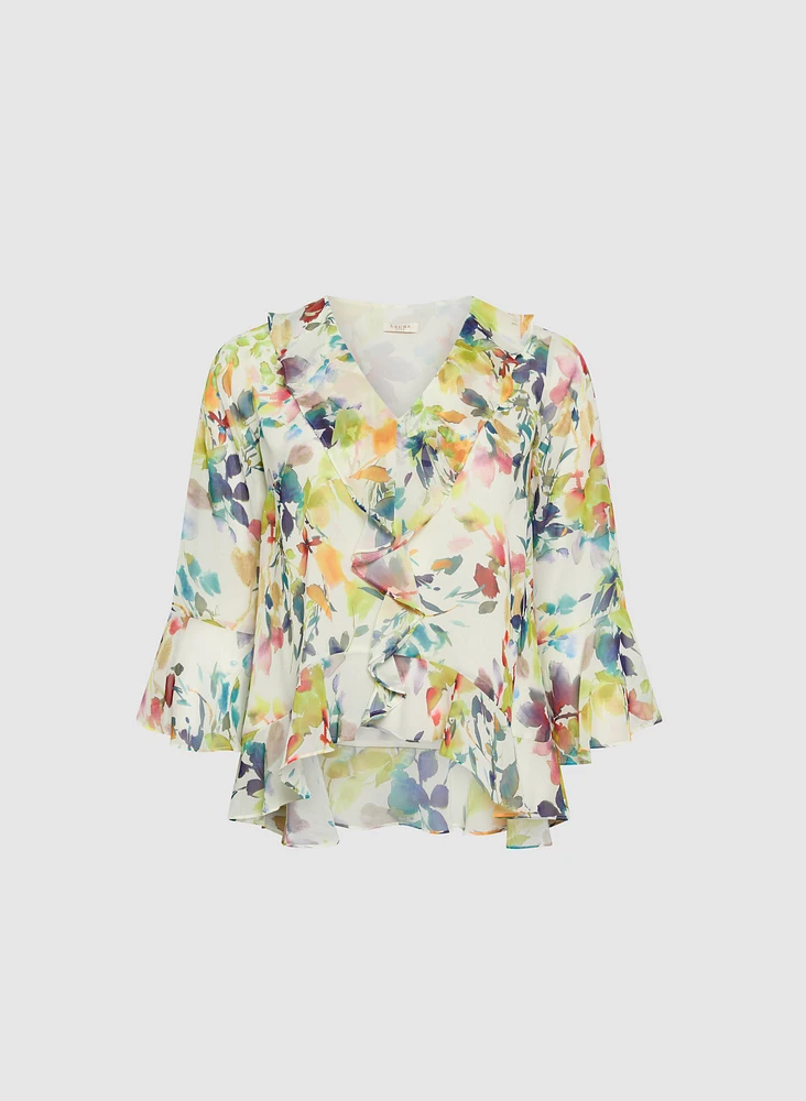 Blouse florale à volants