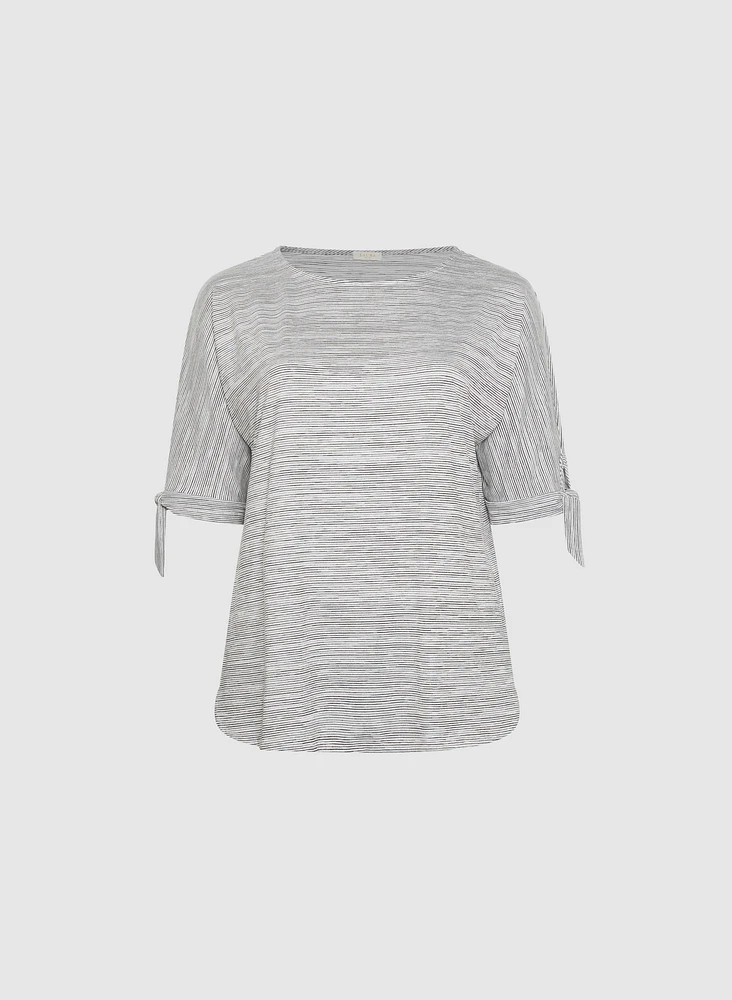 Striped Knot Sleeve T-Shirt