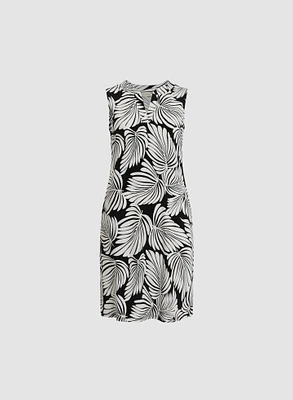 Sleeveless Leaf Pattern Dress