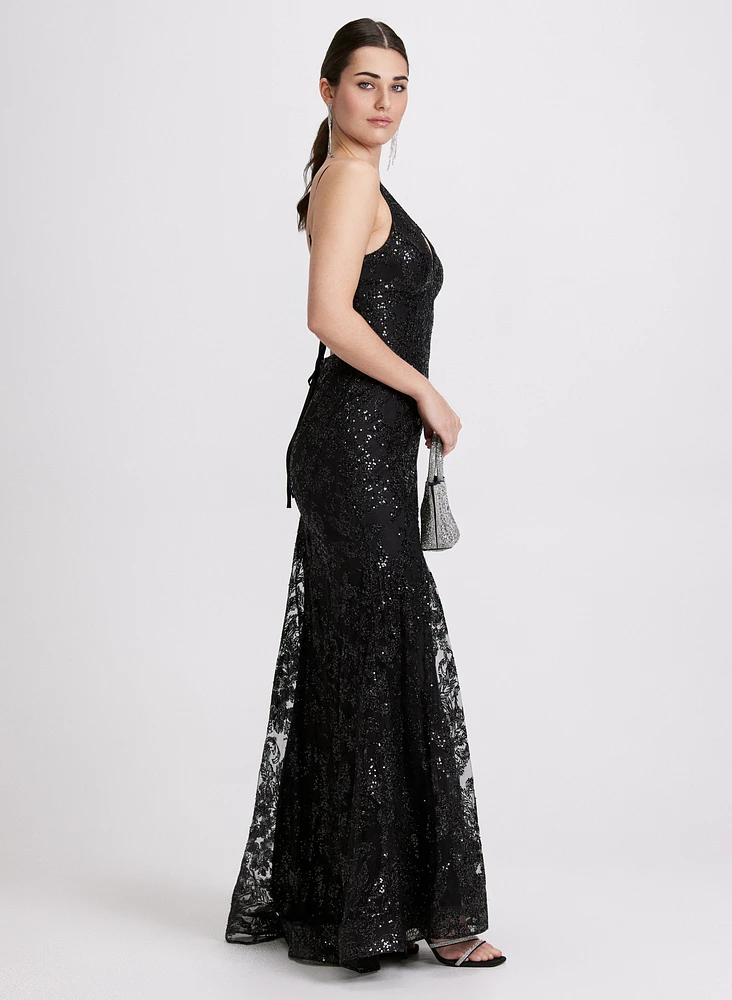 Robe à paillettes dos ouvert